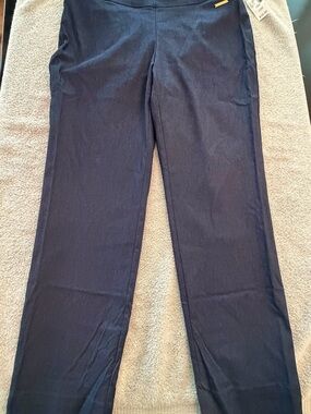 Roz & Ali Dark Navy/Denim Stretch Dress Pants